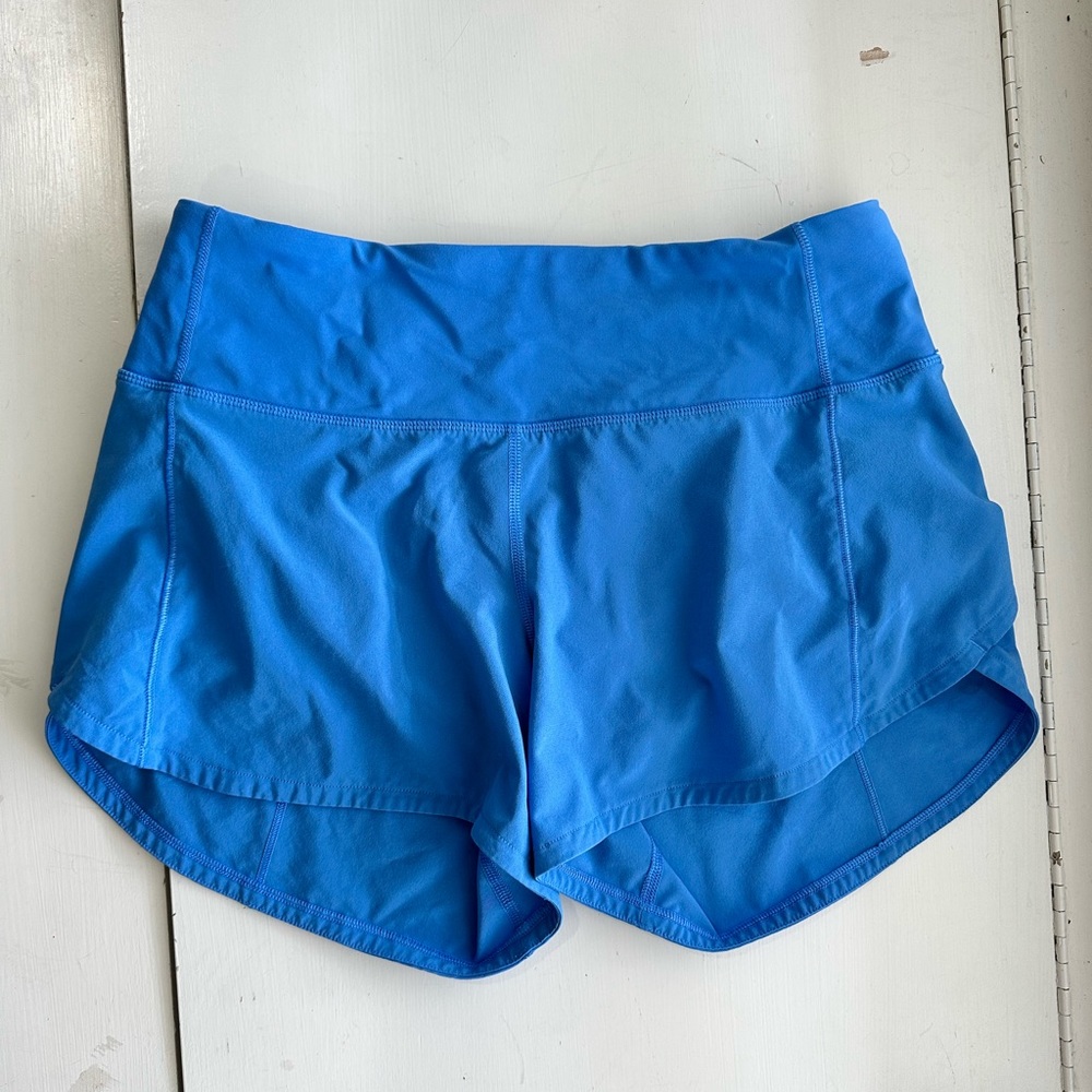 Lululemon size 4 speed up shorts; poolside , 4 in length